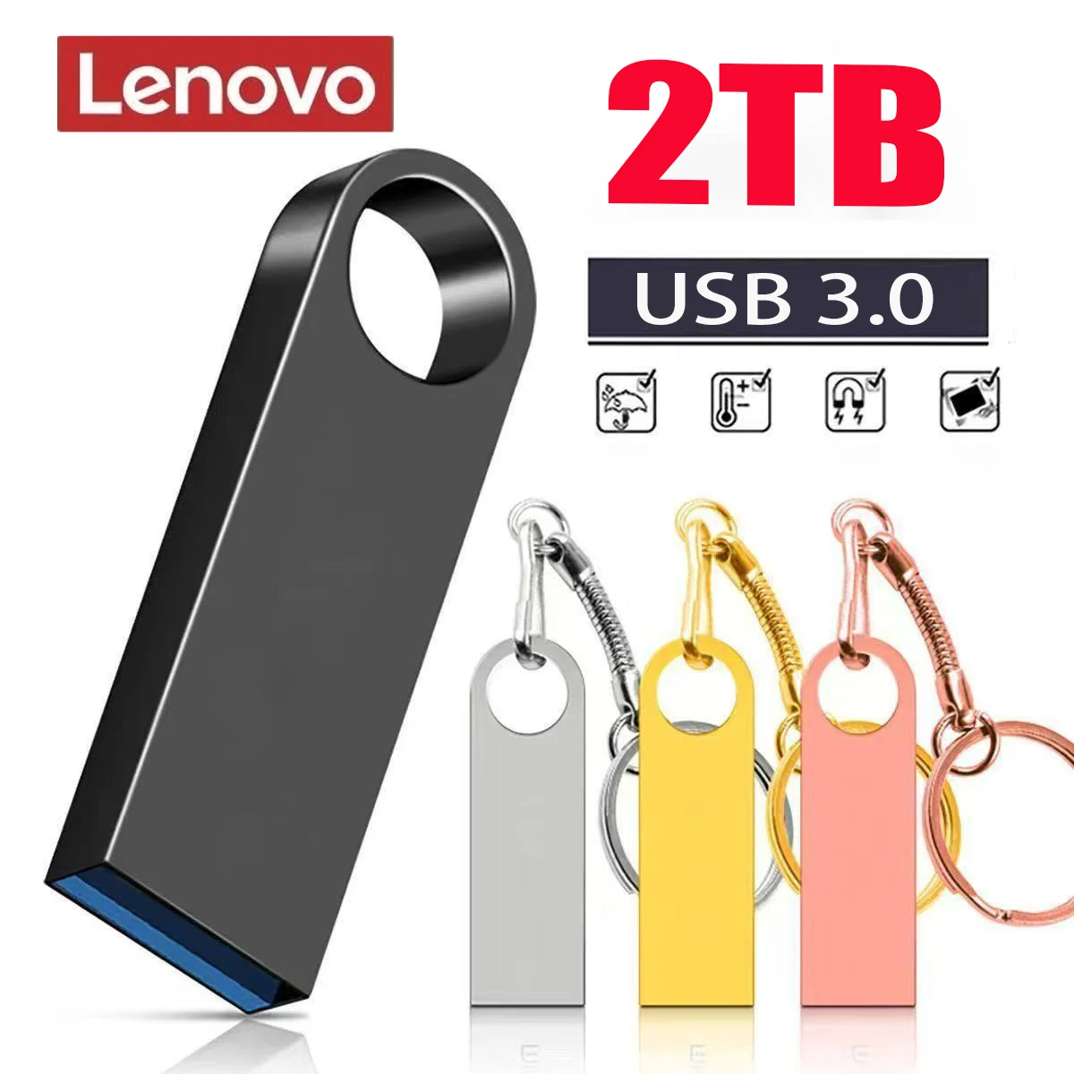 لينوفو محرك فلاش معدني USB 3.0 عالي السرعة معدن 2 تيرا بايت 1 تيرا بايت مقاوم للماء بندريف ذاكرة يو اس بي عصا 512 جيجابايت محرك فلاش يو اس بي