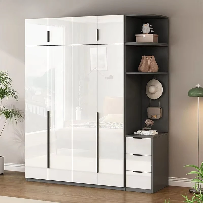 Wholesale Price Simple Modern Design Combination Wood Frame Bedroom Furniture Wardrobes with 5 Doors and Large Storage