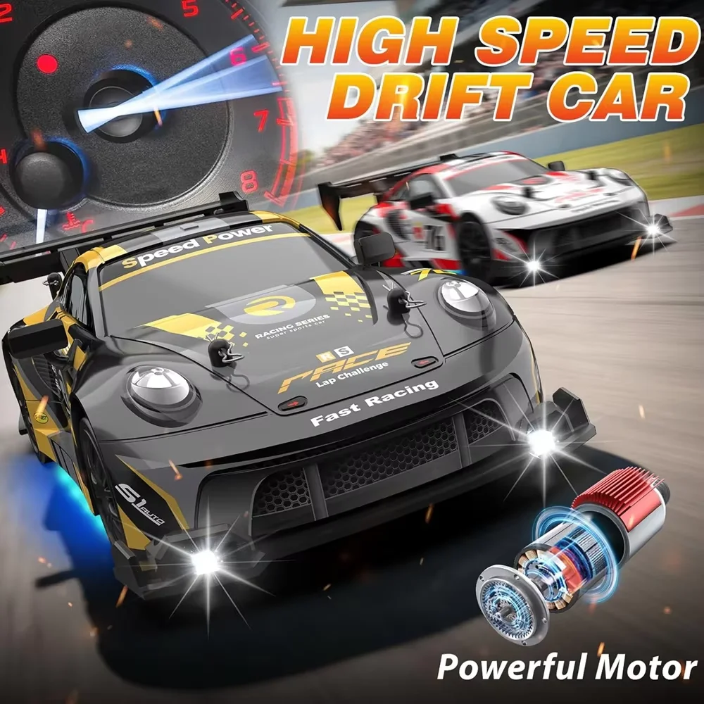 RC Drift Car 2.4G Radio Remote Control Car 4WD 20KM/H High Speed Racing Vehicle 4X4 Off-Road Truck with LED Lights Toy Gift view 5