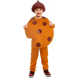 Cookies Cosplay Costume Unisex Kids Chocolate Chip Cookie Costume Funny Foods Outfit Fancy Dress Up Halloween Cosplay for Child
