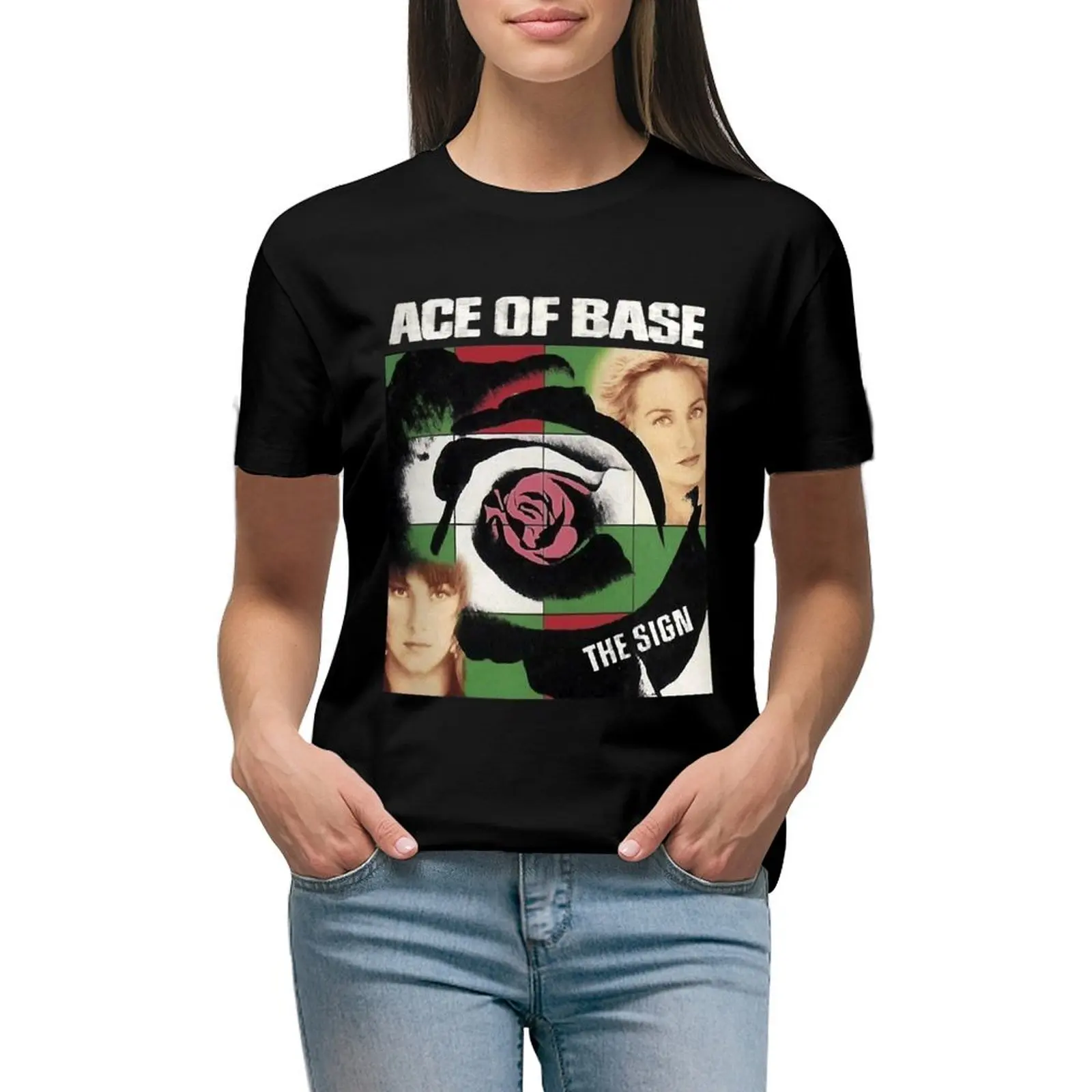 

Blackwhitereddesign pop rock heavy metal country band ace of base T-shirt plus size tops aesthetic clothes tops for Women