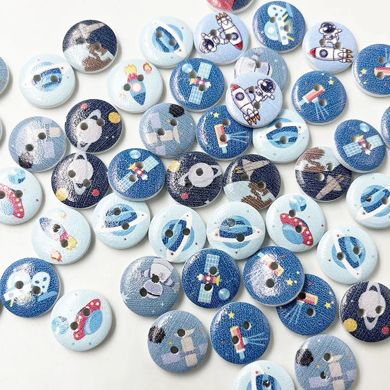 100pcs Mixed astronaut Series Buttons for Needlework DIY Sewing Decorative Children\'s Button Clothing WB912