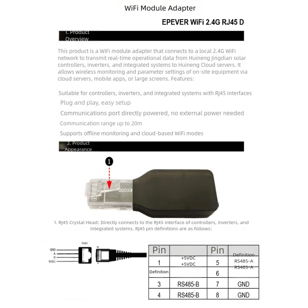 

2.4G Wireless Communication WiFi Adapter Power-Saving Design Real-Time Data Transmission Communication Range Up To 20 Meters