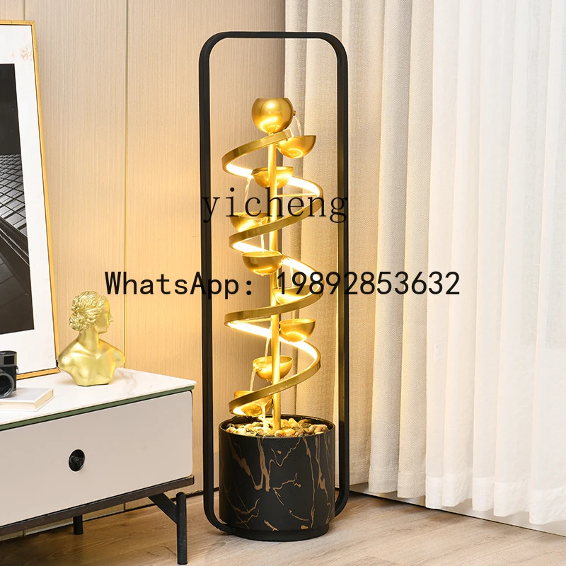 T4  living room flowing water ornament circulating water TV cabinet next to light luxury atmosphere entrance floor decoration