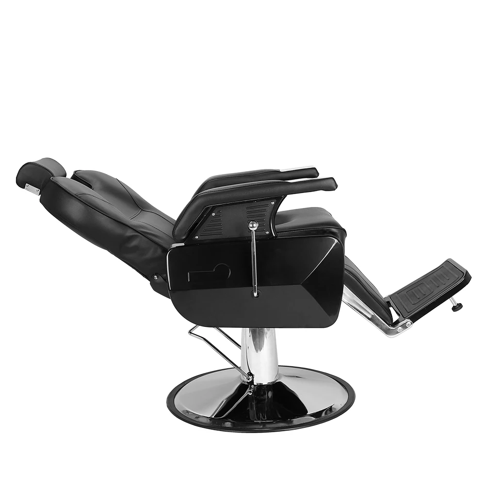 

Heavy-Duty Barber Chair - 330lb Capacity w/ Leather Seat & Metal Base (Black)