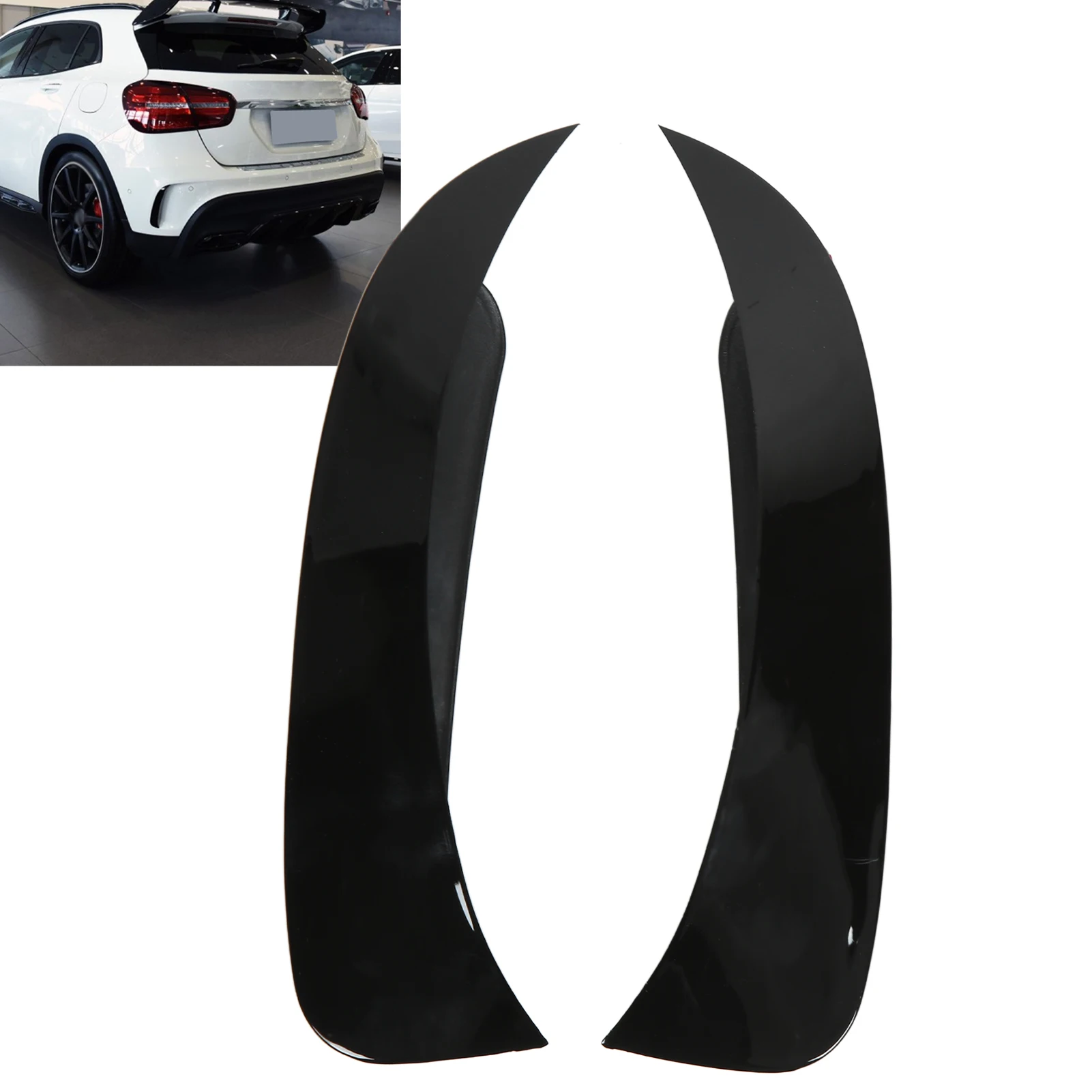 New 2Pcs Glossy Black Rear Bumper Spoiler Fins Replacement for Mercedes GLA Class X156 GLA200 260 GLA45 AMG‑Line 2013‑2019
