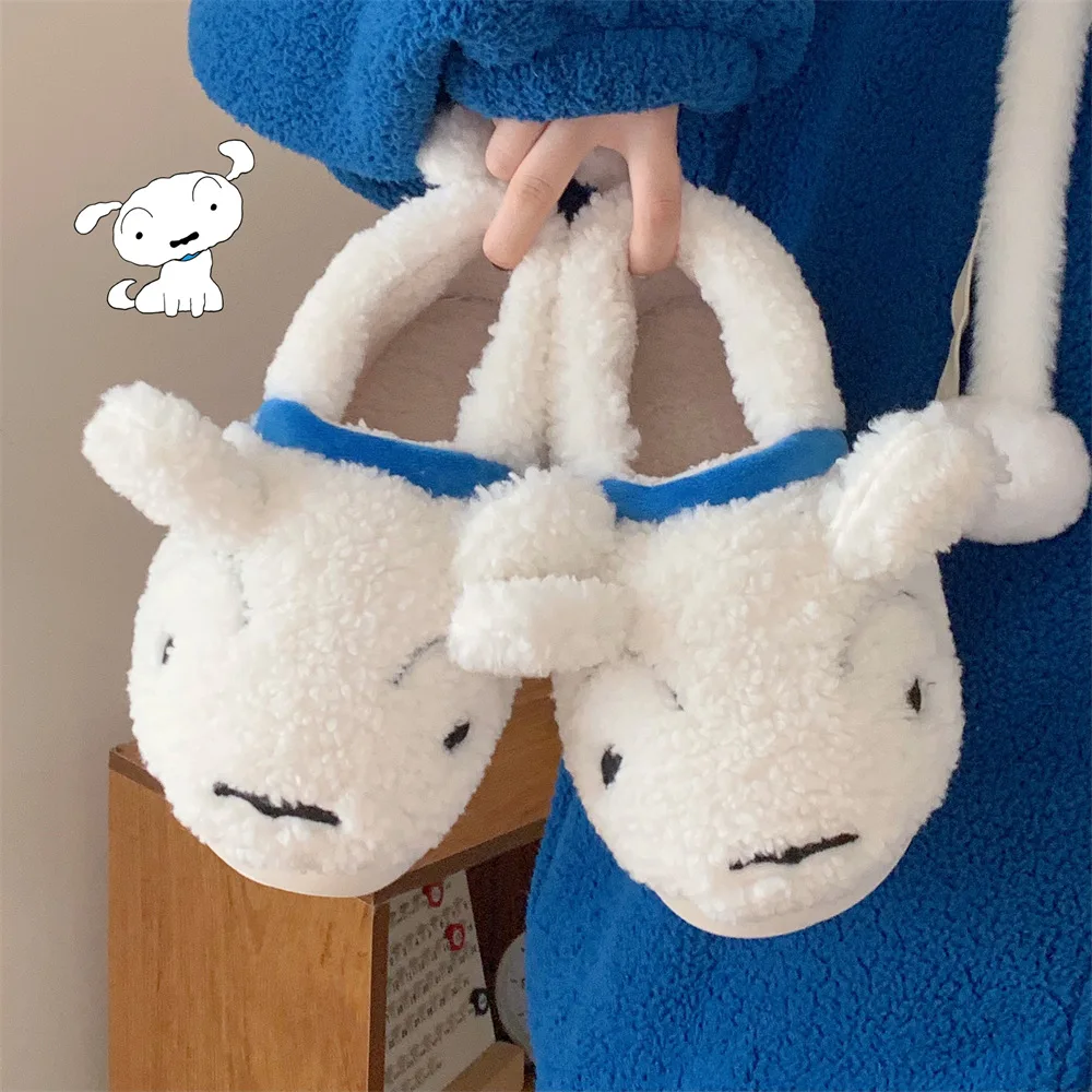 

Хлопковые тапочки Shin-Chan Nohara Shiro с милым мультяшным карандашом Kawaii на мягком каблуке для теплого зимы дома и в помещении