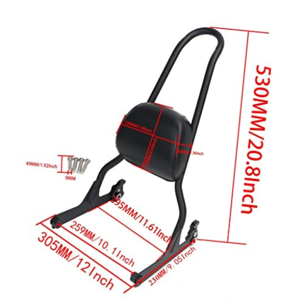Motorcycle Deatachable Passenger Rear Sissy Bar Backrest For Harley Softail Fatboy FLSTFB FLSTF Night Train Cross Bones 07-17
