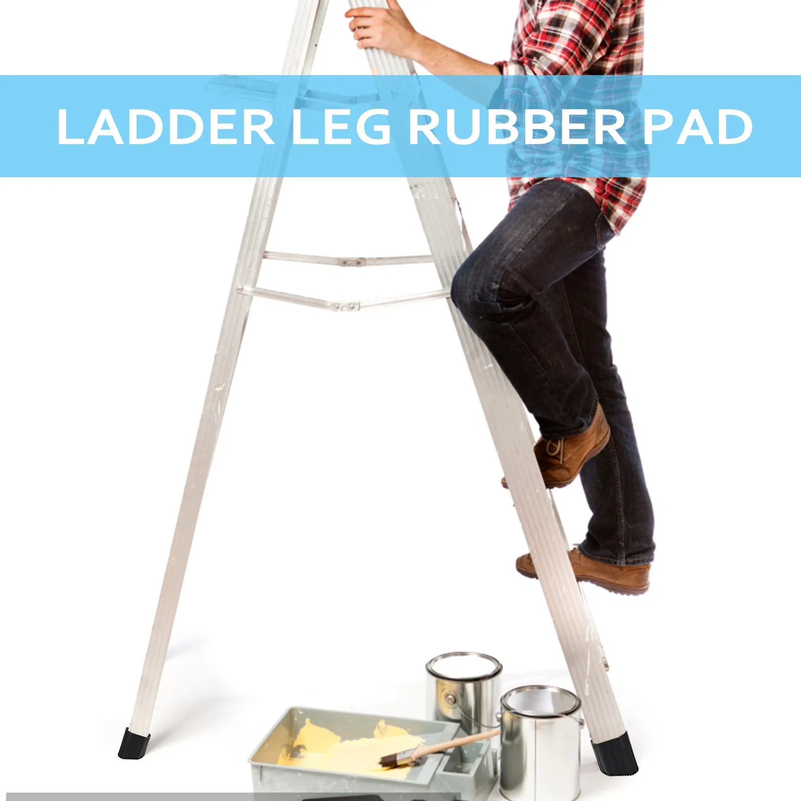 4Pcs Telescoping Ladder Foot Covers Anti-Skid Rubber Protective Pads Ladder Feet Protectors for Home and Industrial Use