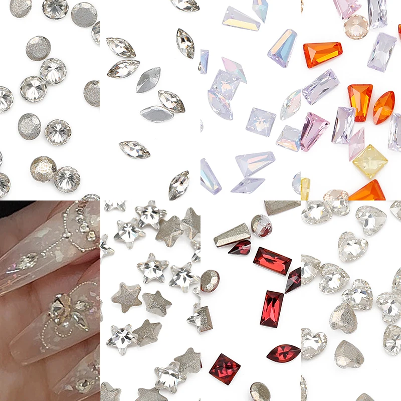 50 Uds. De diamantes de imitación con parte posterior plana, cuentas de circón para corazón de uñas, cuentas de cristal de estrella de 1,5-3mm, pegatinas para decoración de uñas, fabricación de joyas artesanales