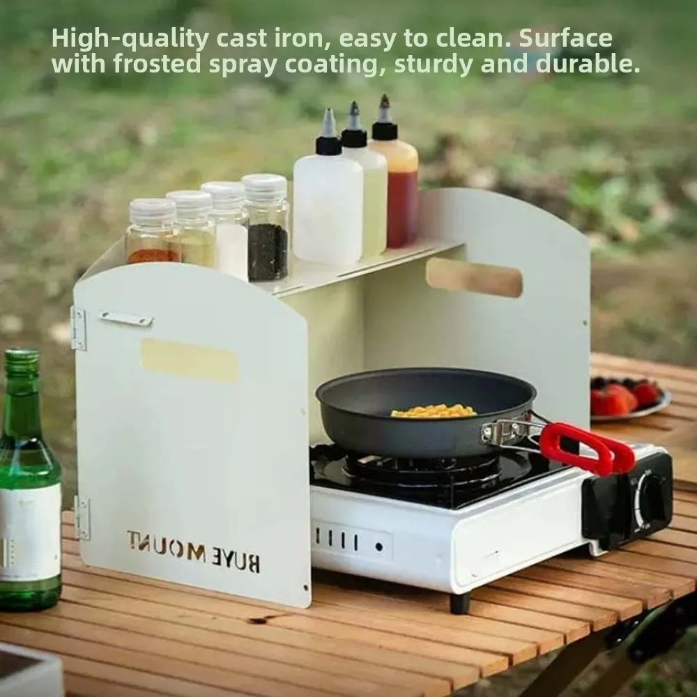 

with Storage Bag Windproof Stove Wind Shield Tri-fold Compact Cookware Windshield Portable Steel Cooker Wind Protection Camping
