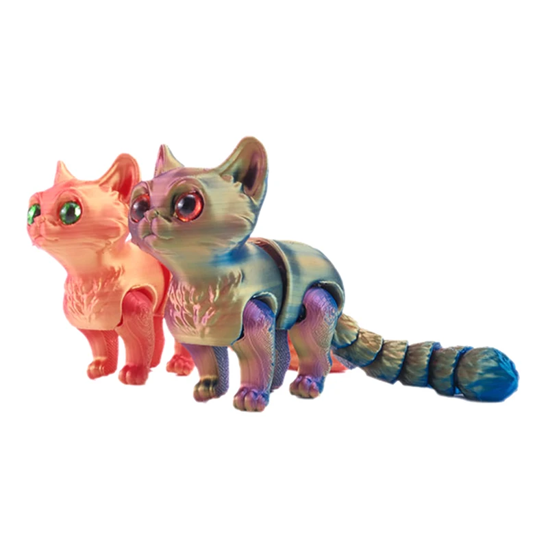 1 шт. детский подарок с 3D принтом, мини-милая кукла-кошка, многошарнирная подвижная имитация сверкающих глаз, аксессуар для украшения дома
