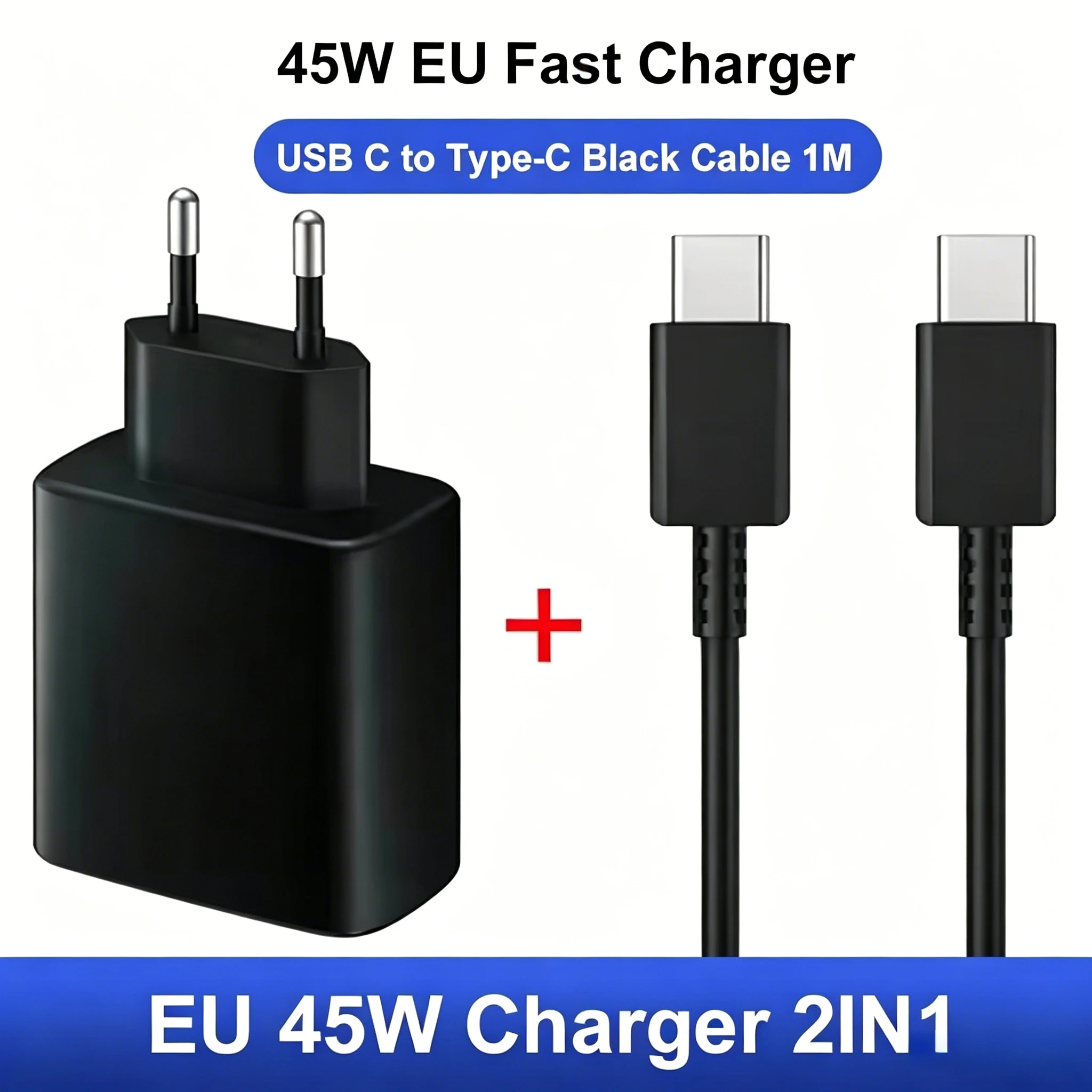 PD 45W Samsung-Ladegerät für Superschnelles Laden von Samsung Galaxy S25 S24 26 Ultra A55 A56 S22 S21 S20, Ladekabel USB auf C