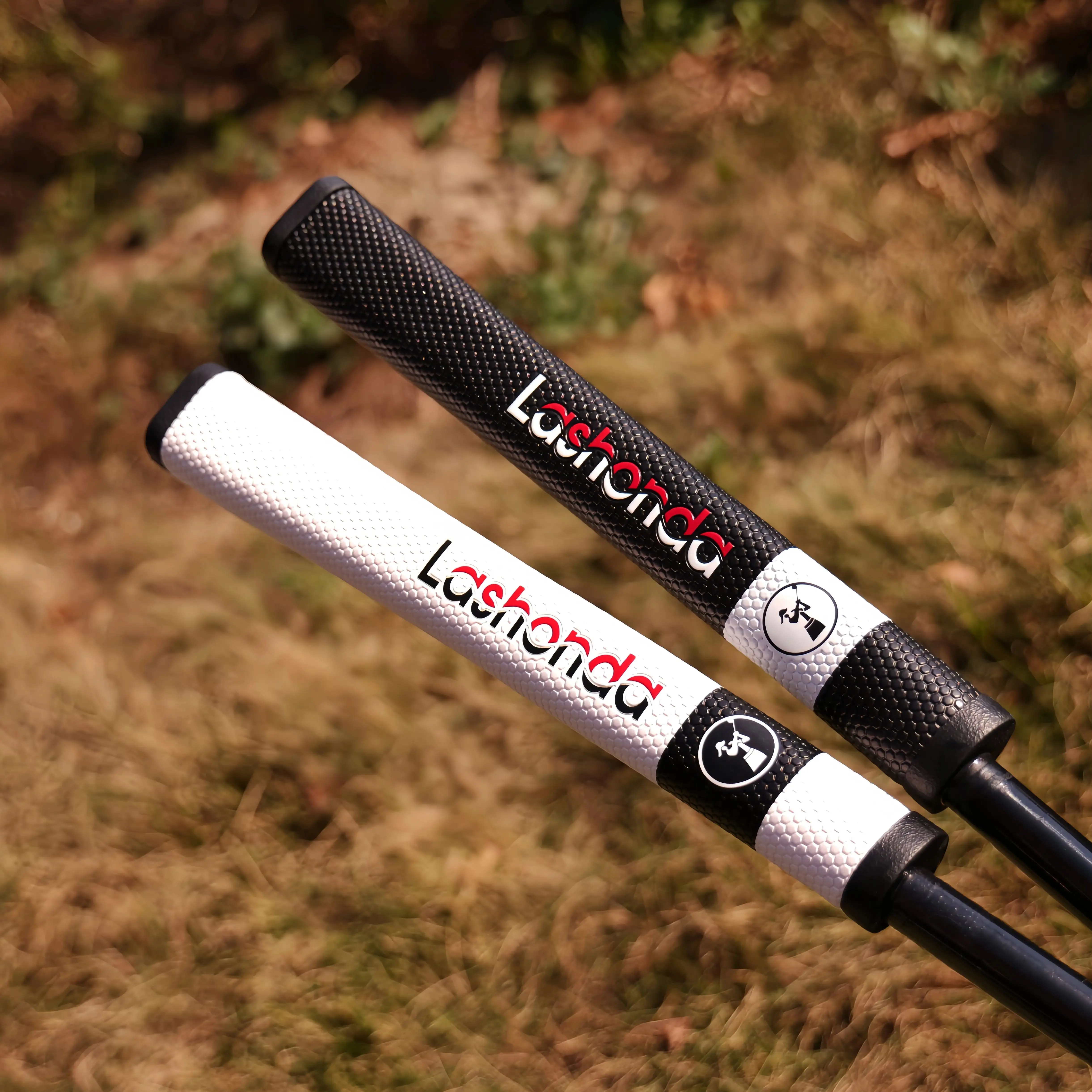 Lashonda Golf Offset Putter Grip with 2-Degree Offset, Comfortable PU Material Wrap, Anti-Slip Texture Design, Black and White C