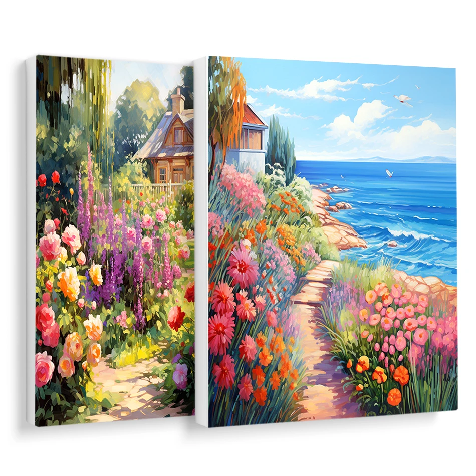 

RUOPOTY Paint By Numbers Landscape Flower Handicraft Picture Frame Digital Oil Drawing By Numbers Adults Crafts Wall Art Picture