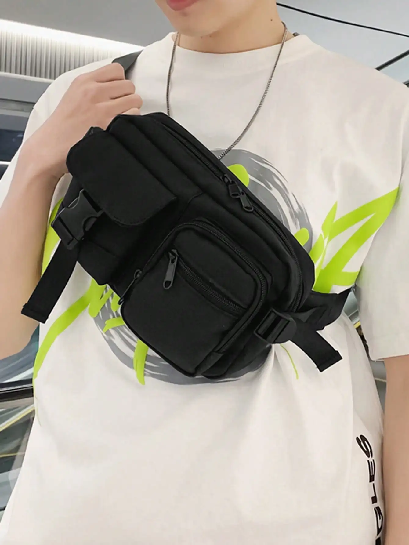 

Minimalist Fanny Pack Multi-Pocket Handsome Chest Bag, Large Capacity Multi-Pocket Crossbody Bag, Mobile Phone Summer Bag Graduation School Supplies Belt Bag For Men Hiking Accessories Phone Bag, Thigh Bag, Camping, Easter