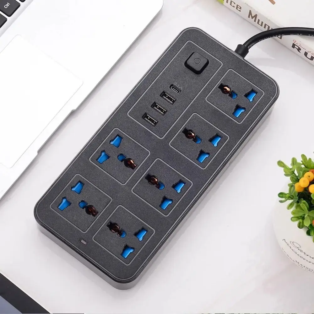 Multiprise Power Multi Tap 6 AC Sockets & 3 USB EU US UK Electrical Socket Power Button Safe 1 Type C Outlet Power Strip Office