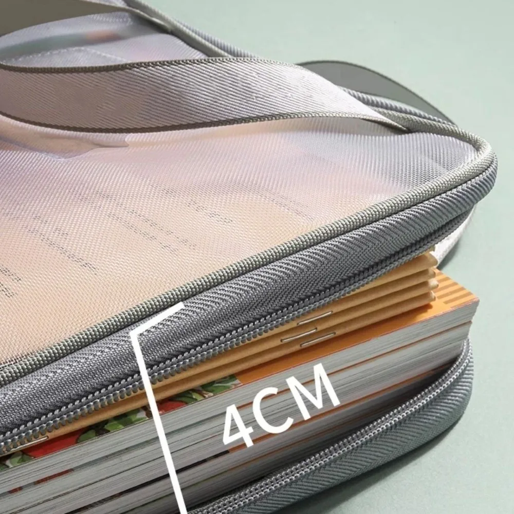 Mesh Stationery Storage Bag 3 Layers Pocket A4 Size Test Paper Bags Large Capacity Zipper Closure School Handbag School Supplies