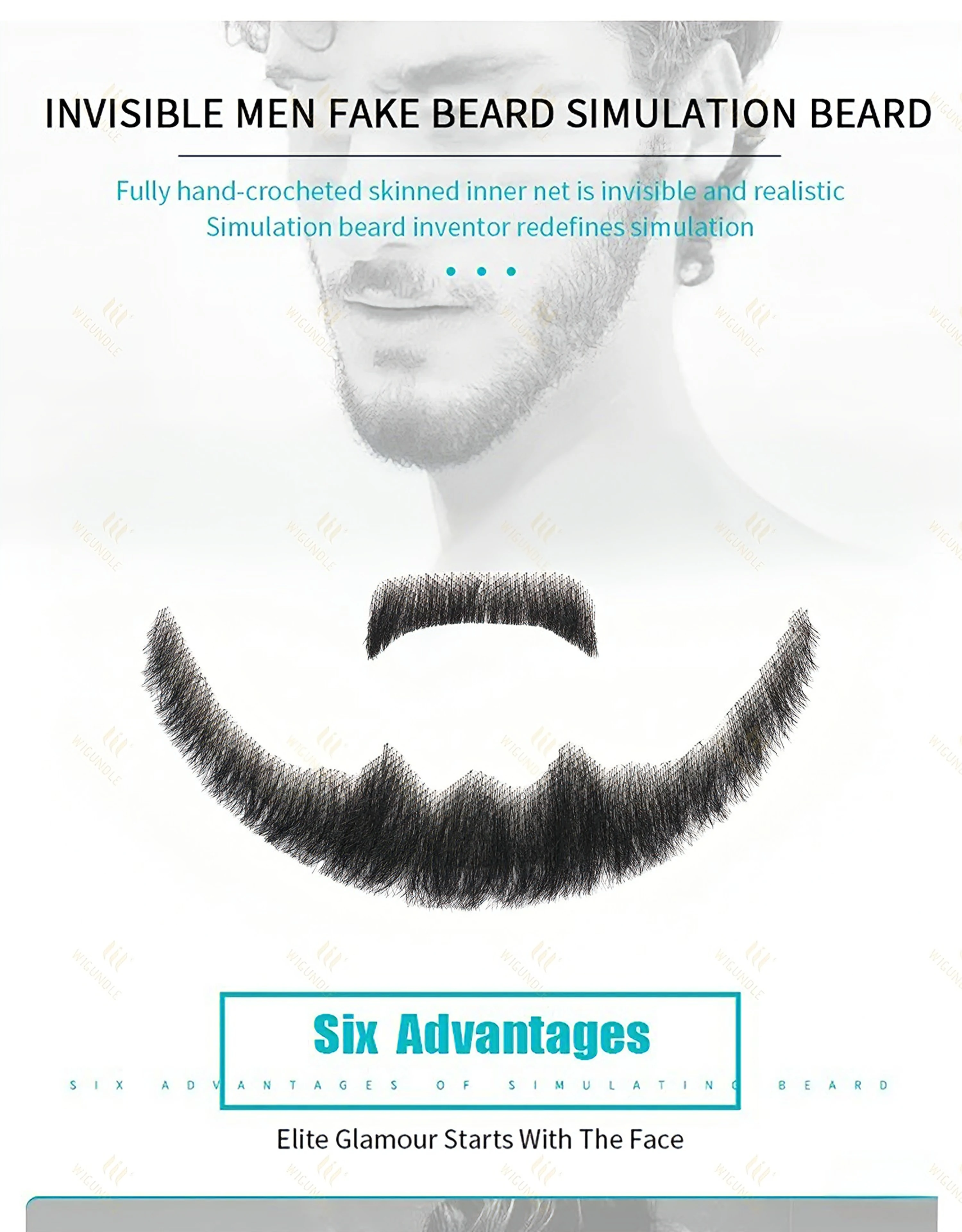 Künstlicher Bart, Echthaar, realistischer Schnurrbart, weiche Spitze, unsichtbarer Kostümbart, künstliches Gesichtshaar für Party/Drama/Film/Make-up/Cosplay – Detail 17