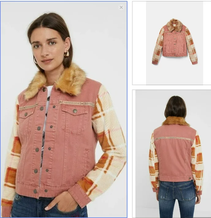 Foreign trade original single Spanish new spring and autumn embroidered patchwork woolen collar jacket