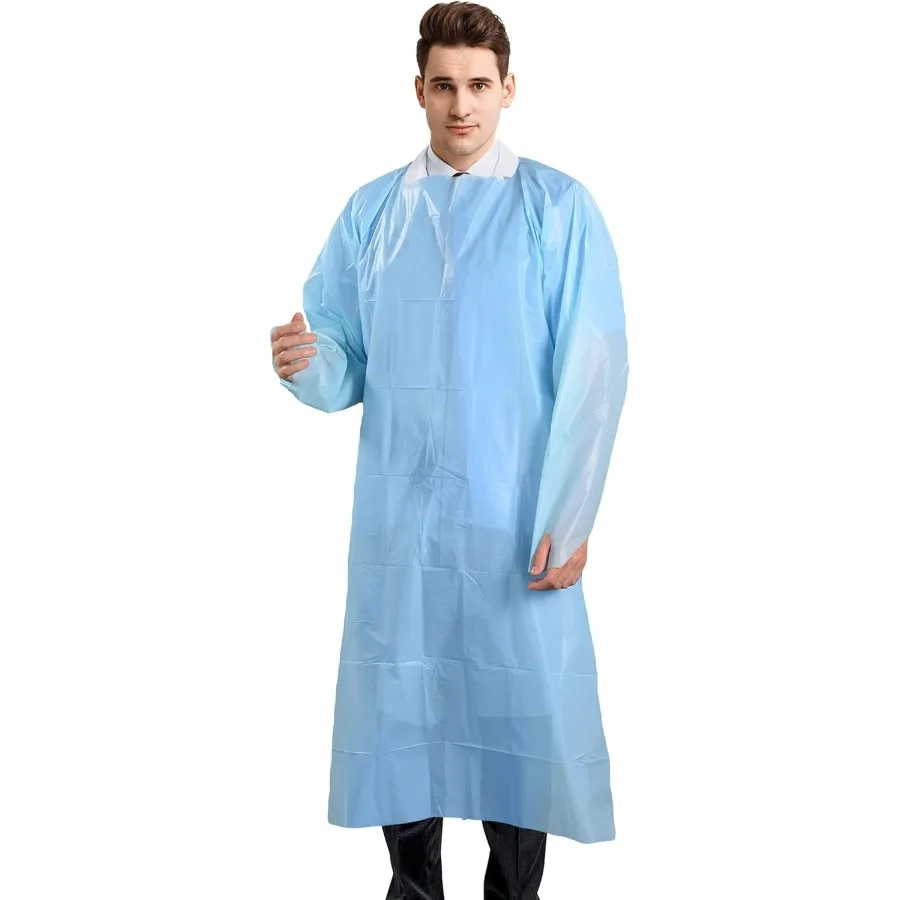 

Disposable Medical Isolation Gowns for Hospital Use in XLarge Size 45 Inch Pack of 15 Blue Gowns with Sleeves Thumb Loops Waist