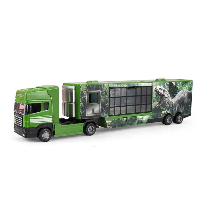 1: 50 plastic dinosaur box-type transport vehicle model,engineering vehicle container toy,original packaging gift box,wholesale