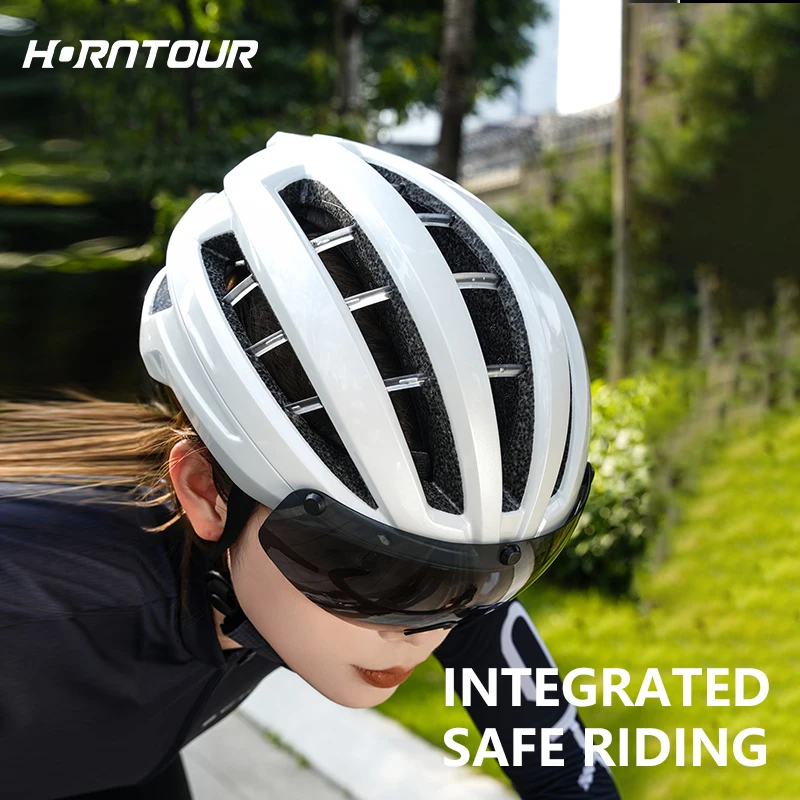 

Horntour NEW Bicycle Helmets with Magnetic Goggles Men Women Upgrade 3D Support Bike MTB Road Cycling Helmet Head Protection