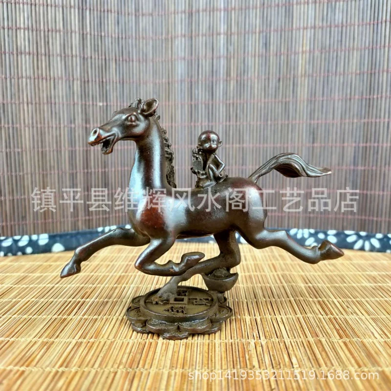 Antique Copper Old Money Fly Horse Galloping Zodiac Horse Home Office Decoration Tea Pet Desktop Decoration 10CM