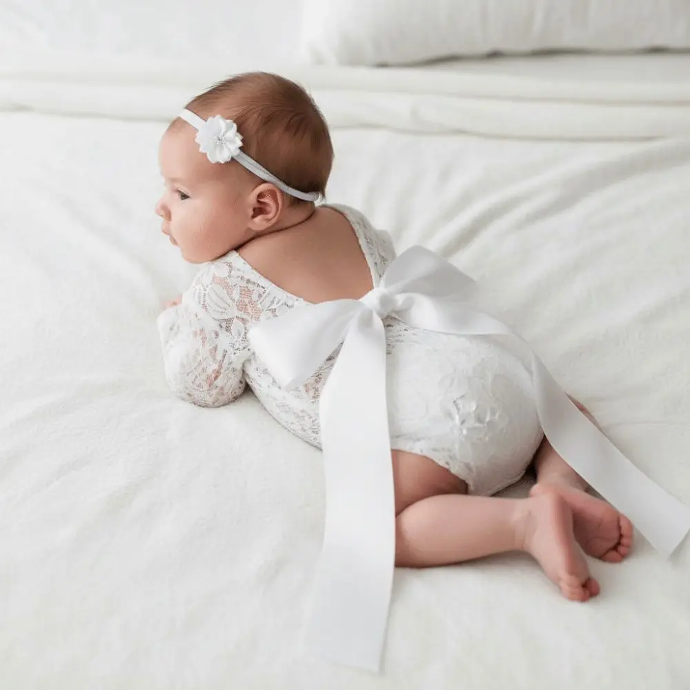 

2 шт./компл., креативная одежда для фотосессии младенцев, цветочный реквизит для фотосъемки новорожденных с открытой спиной, галстук-бабочка, дизайн, сплошной цвет