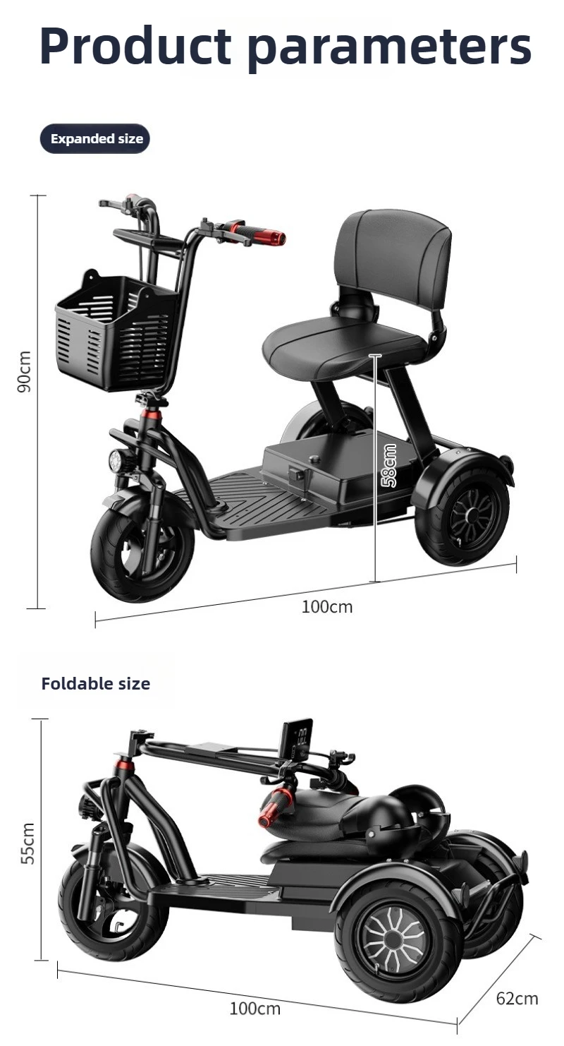 Behinderter Pendel-Mobilitätsroller Mini Kleines älteres Freizeit-Elektrofahrrad Zusammenklappbares elektrisches Dreirad mit abnehmbarer Lithiumbatterie – Detail 24