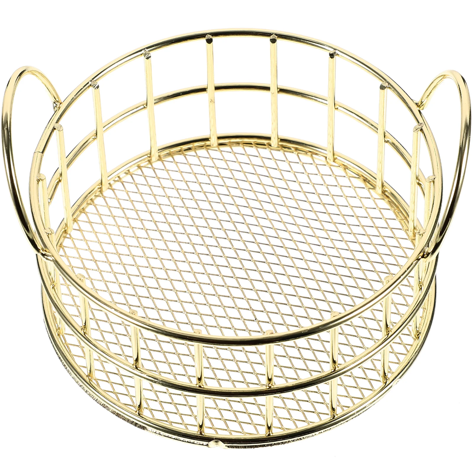 

Cat Ears Storage Basket Practical Container Makeup Metal Baskets Round for Home Wrought Iron Small