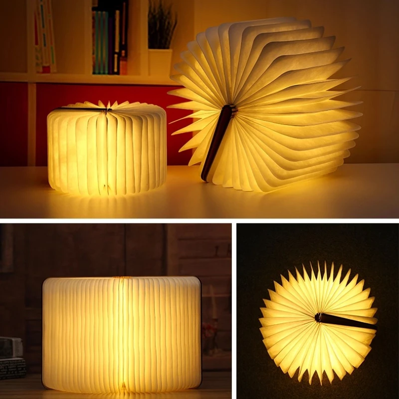 Лампа-книга сокровищ, украшение для спальни, настольная лампа, детский подарок на день рождения, 3D складной креативный светодиодный ночник, цвет RGB, зарядка через USB