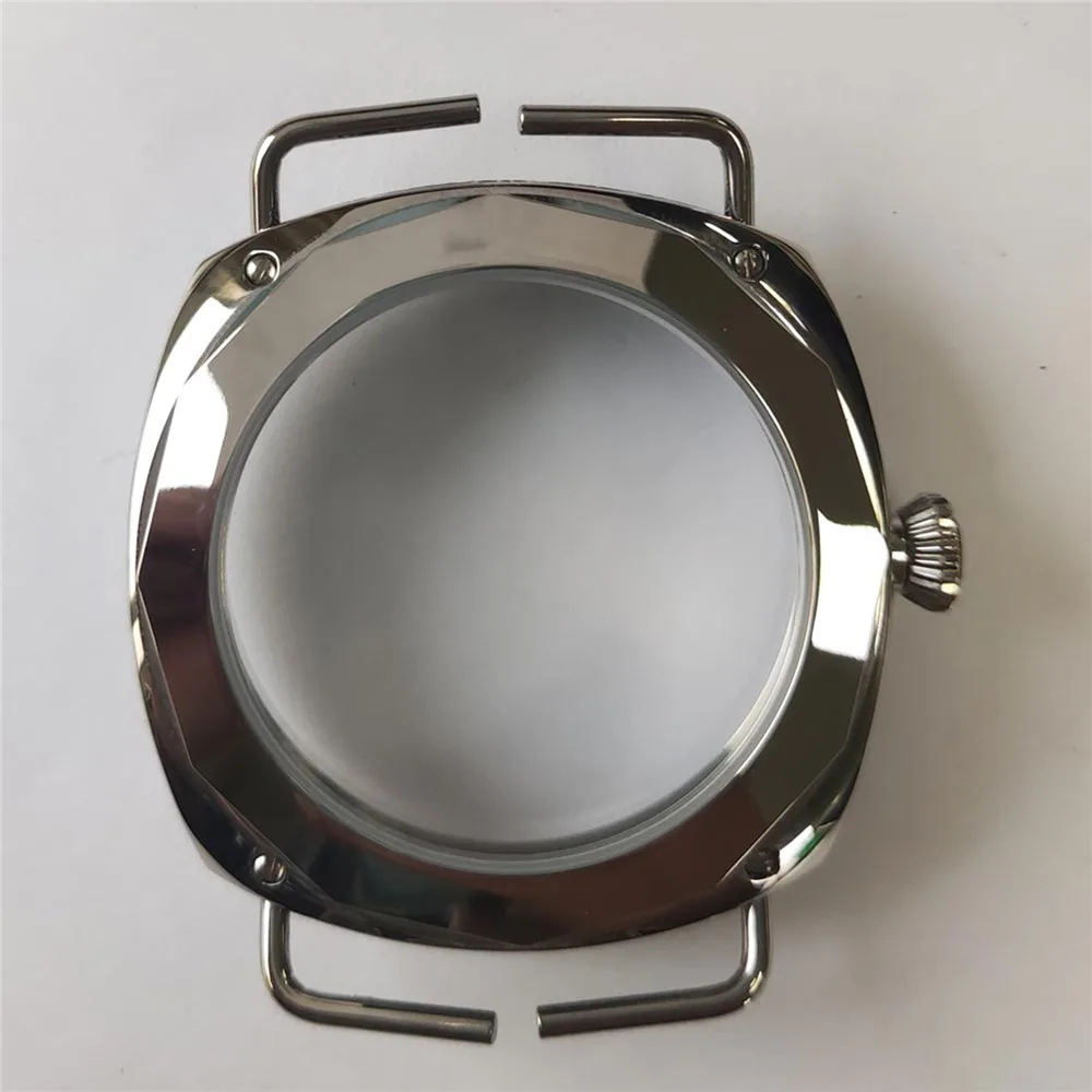 For ETA6497 Case Stainless Steel Shell Fits 36mm Dial Dome Glass Bronze Plated Engraved 45mm Watch Case for ETA6498 Movement