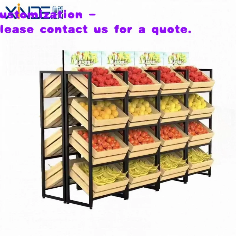 

custom.XINDE Multifunction Moveable Supermarket Shelves Double-Sided Gondola Shelf Mobile Fruit Vegetable Displays Rack Powder C