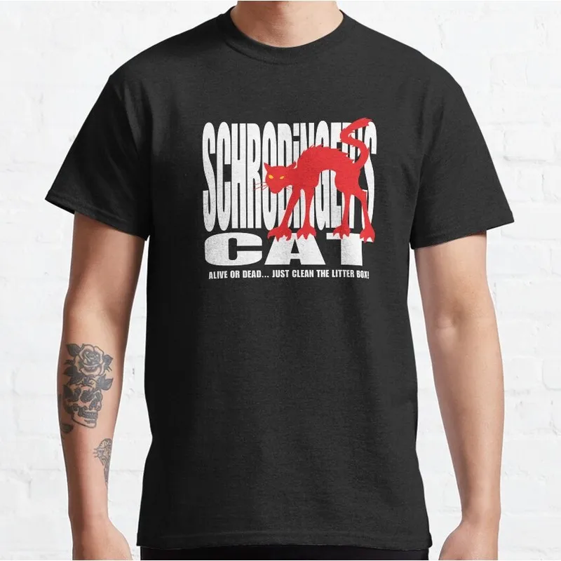 Schrodinger's Cat Graphic T-Shirt Short Sleeve Quantum Physics Funny Science Casual Streetwear Unisex Tee S-6XL