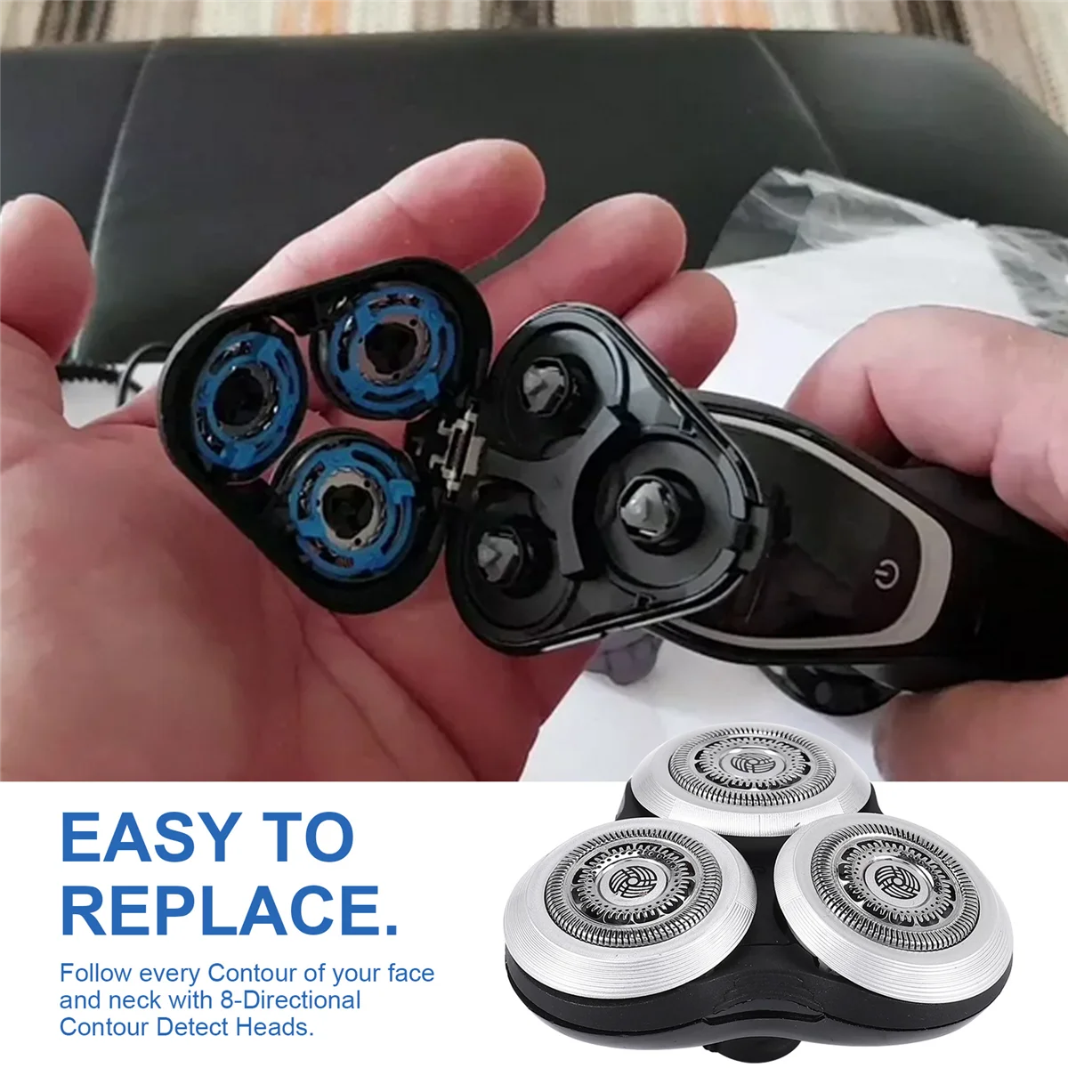 Kepala Pengganti RQ12 PRO PANAS untuk Philips Norelco Series 8000 (SensoTouch 3D) dan Arcitec(Norelco 12Xx) -1 Paket