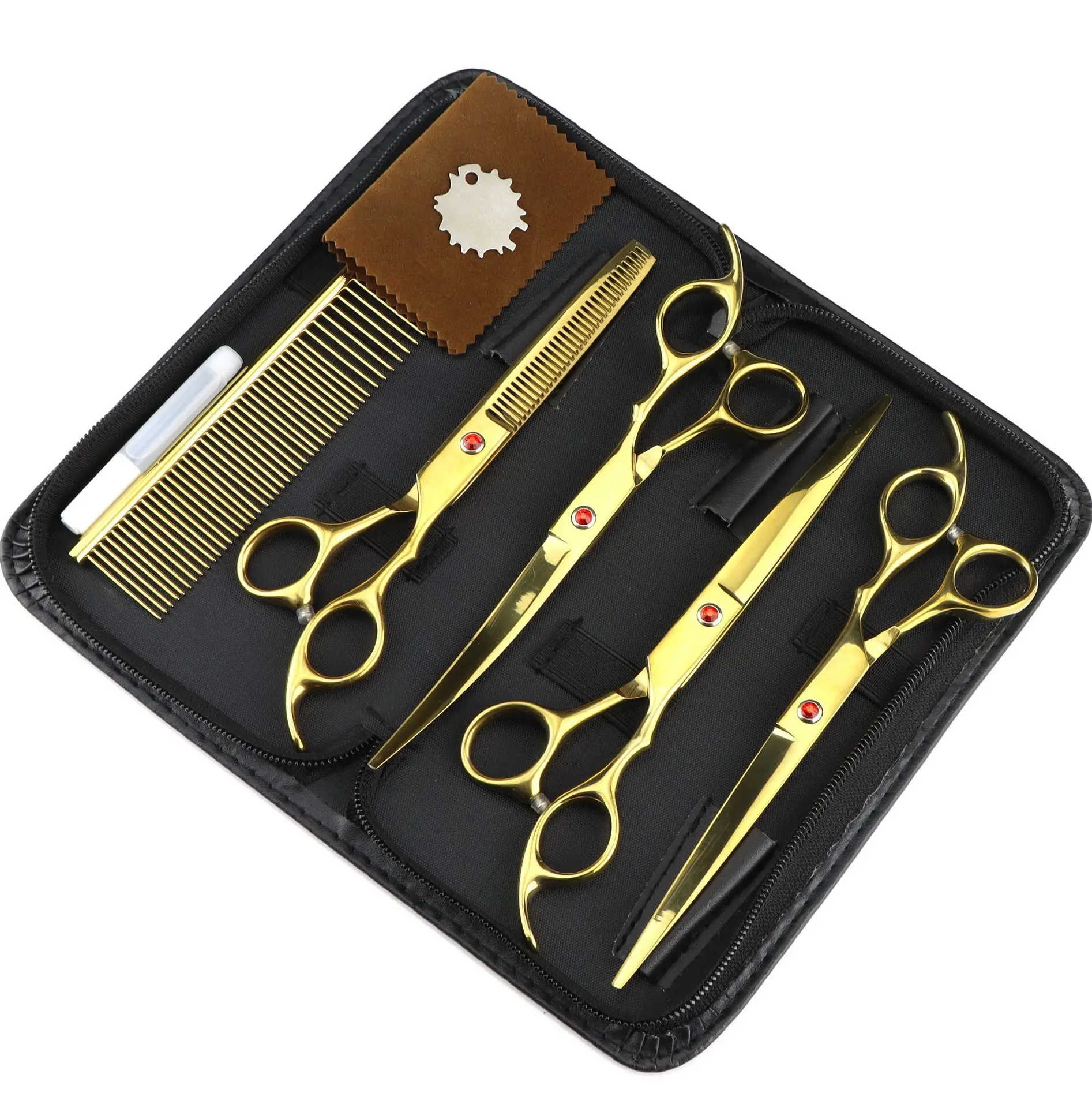 6.0/7.0 inches 6CR stainless steel polishing pet hair Cutting Shears Kit pet Grooming 4 Scissors set Sharp and safe Scissors Kit