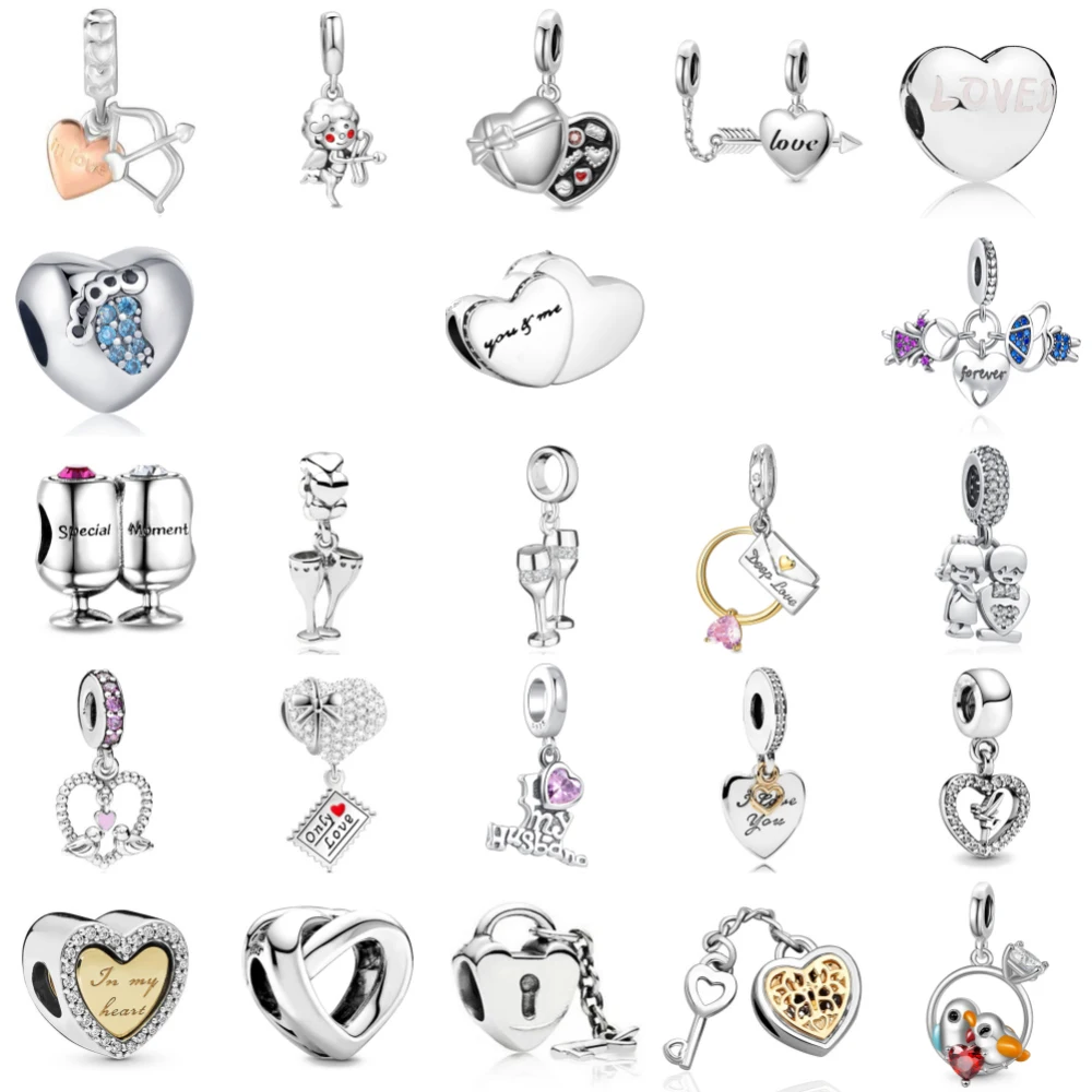 جديد 925 فضة الحب مفتاح قفل كأس سحر of ley 925 سلسلة مطرز صالح الأصلي قلادة سوار DIY بها بنفسك السيدات مجوهرات #1