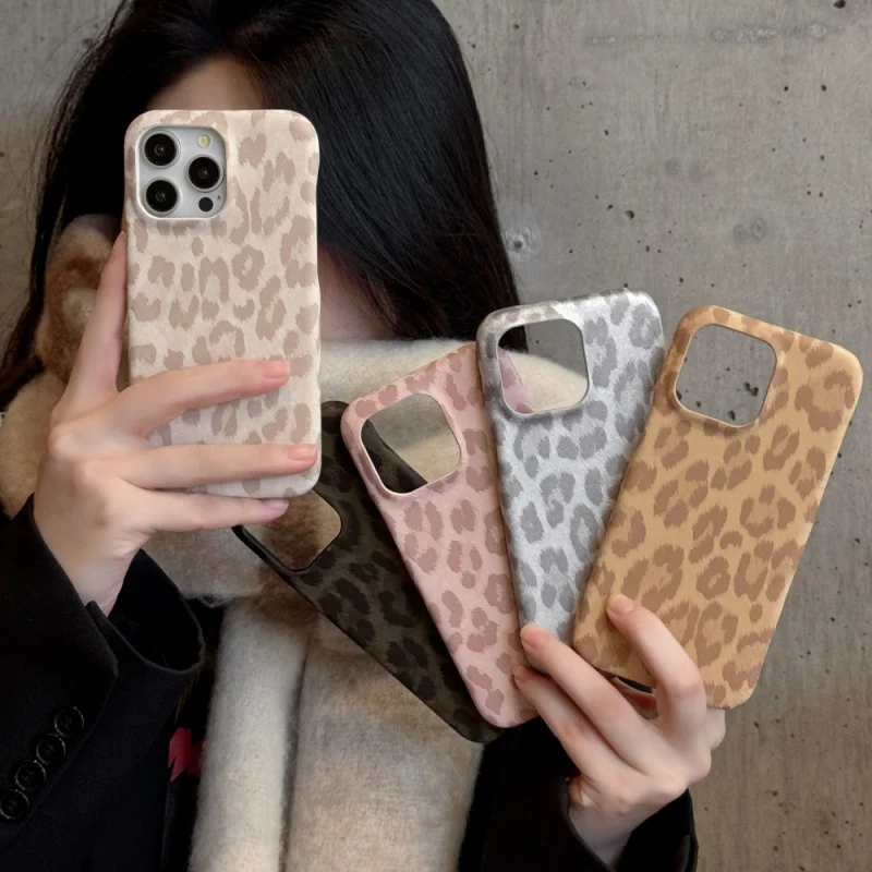 

Niche leopard print solid color phone case compatible with Apple17/16/15PROMAXMinimalist ProtectioniPhone14/13P