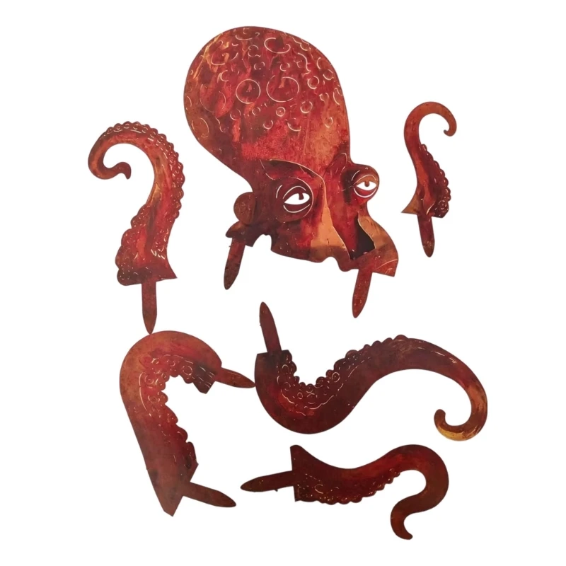 Metal Sea Creature Garden Sculpture with Separate Piece Lawn Display for Planting Zones, Grass Lawn Space, and Entry B03E
