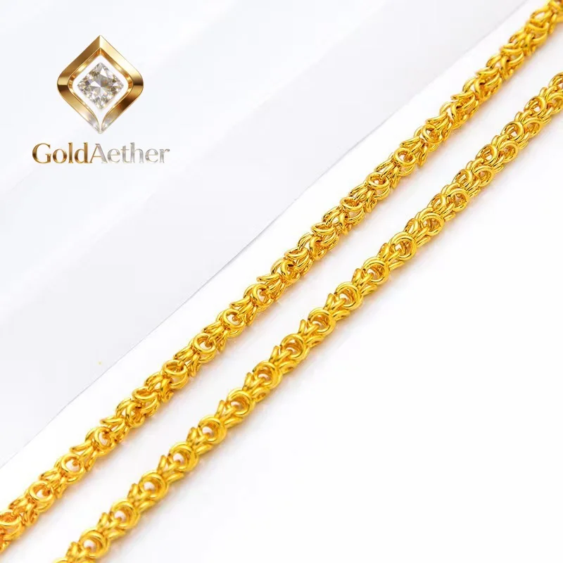 

Золотая цепочка GoldAether Luxury 24K 9999 из чистого золота 9999 пробы, мужская, агрессивного дизайна, с витым плетением.