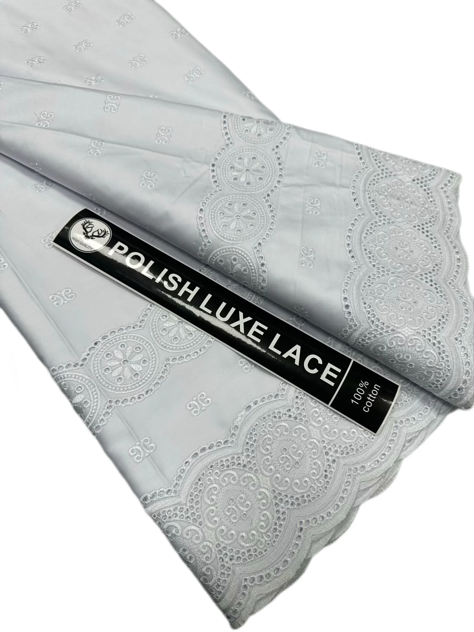 

White Polish Luxe Lace African Swiss 100% Cotton Voile Lace Soft 5Yards Embroidery High Quality Nigeria Fabric For Wedding SEW