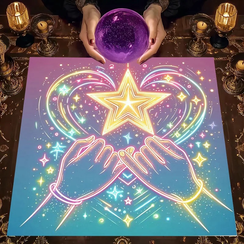 【Star Holder】Square Tarot Tablecloth, Astrology Divination Decor, Spiritual Ritual Tablecloth