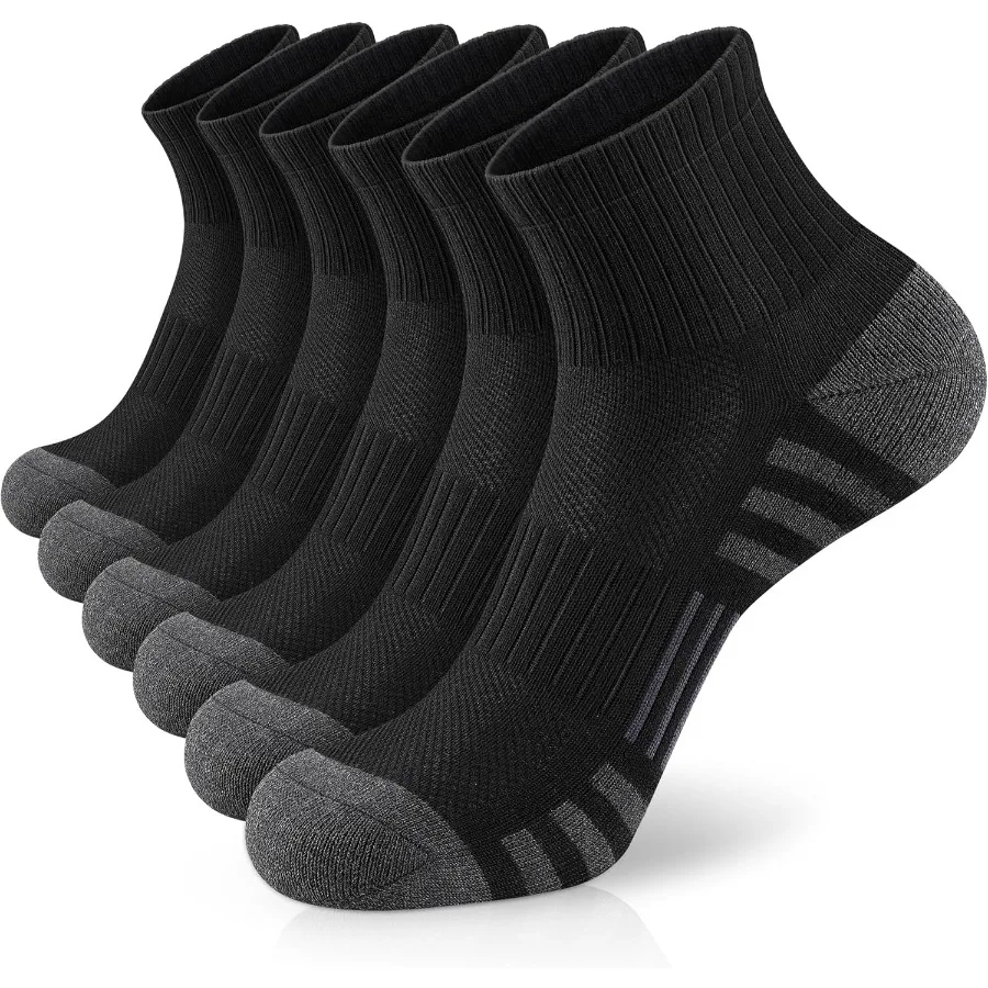 

6 Pairs Cushioned Athletic Quarter Socks for Men and Women: Ideal for Running Training and Daily Wear MoistureWicking Breathabl