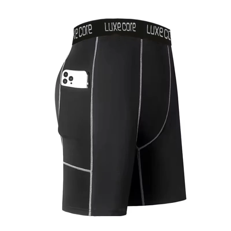 

Высокопроизводительные мужские компрессионные шорты с карманом — быстросохнущий дышащий эластичный базовый слой для спортивного зала