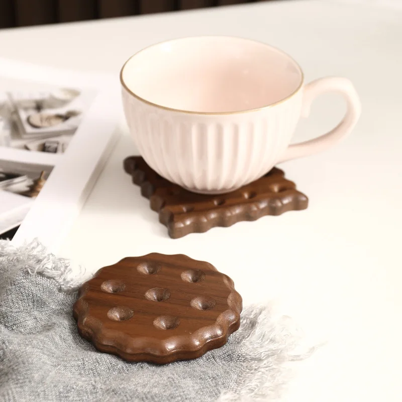 Natural Wooden Cookie Coasters Reusable Anti-skidding and Heat-resistant Coffee Hot Pad Drink Cup Mat Kitchen Home Tableware