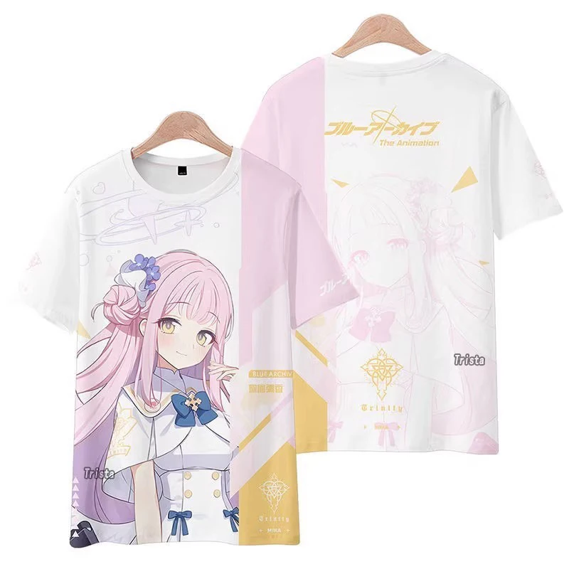 남성과 여성을 위한 여름 반팔 티셔츠 2차원 코스프레 디자인의 네이비 블루 가족 의상과 어울리는 디자인