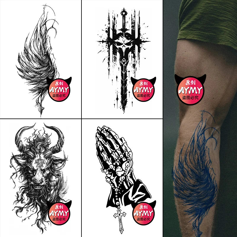 Temporary tattoos stickers art Men's forearm waterproof long-lasting succubus woman adult man wedding custom fake tattoos pack