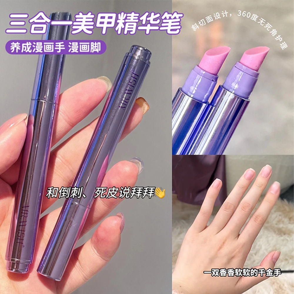 1pcs Nail Essence Oil Cuticle Pen, 3-in-1 Ceramic Cuticle Pusher+Dead Skin Remover+ Nail Nutrition Oil for Manicure Care Repairs