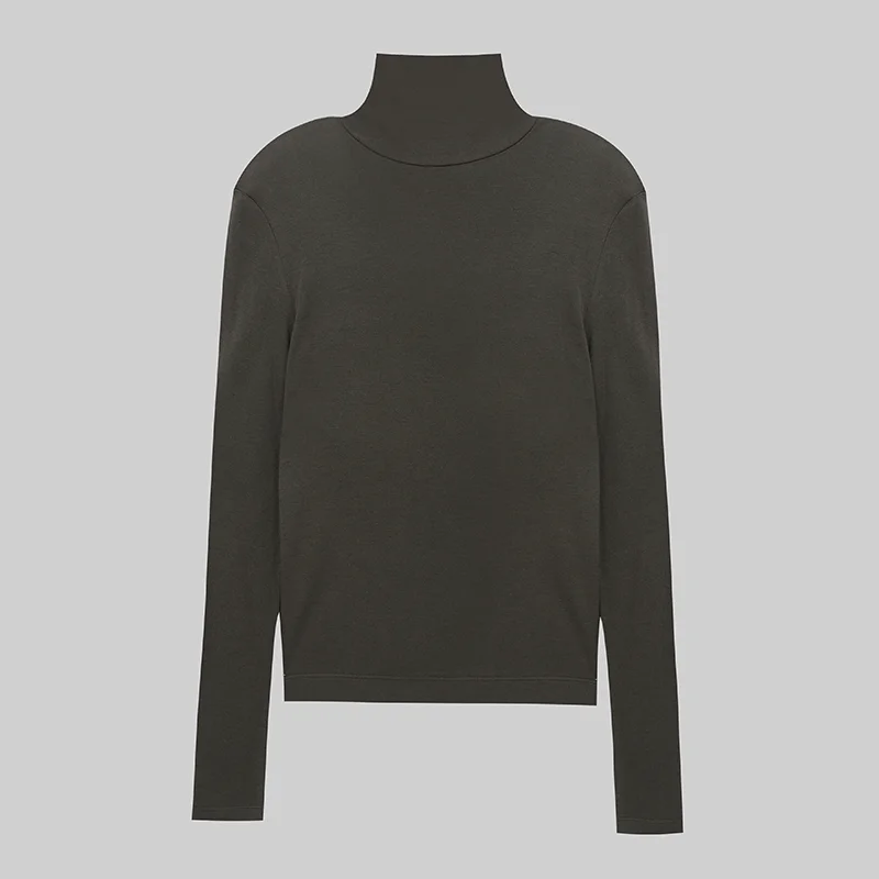 

Slim Fit Long Sve Modal Base irt Women's T-irt f High Collar Classic Color Commute Sle Autumn Faion